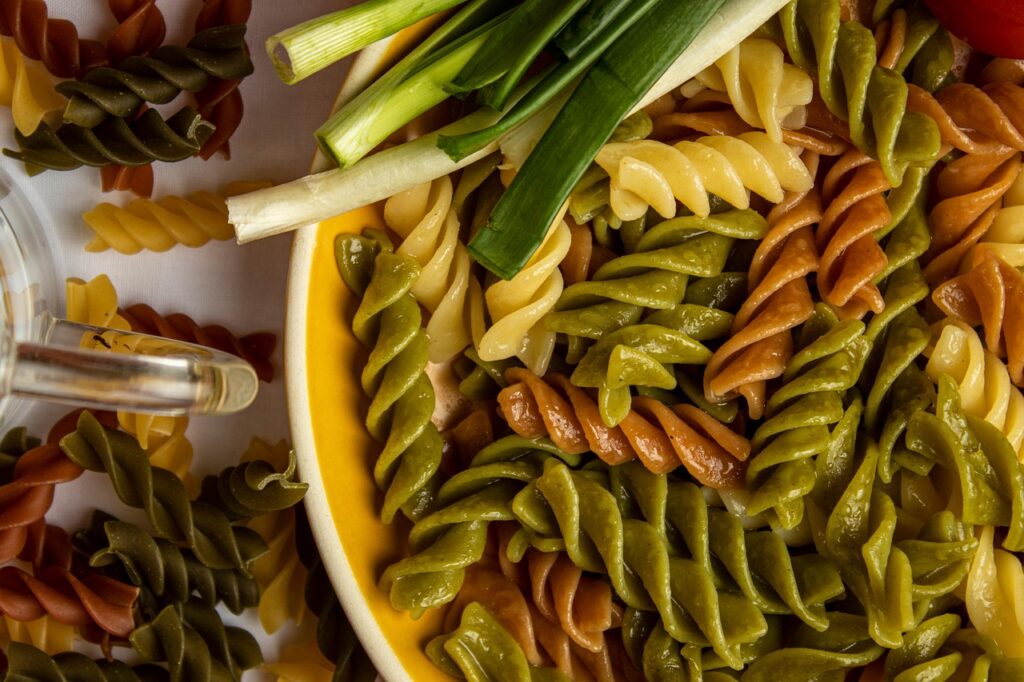 scallions, pasta, meal, food, lunch, evening meal, top view, meal, meal, meal, meal, meal, food, lunch